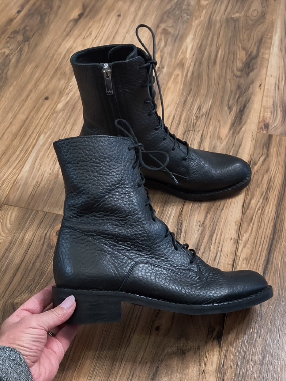 Aquatalia Gianella Leather Lace-up Black Boots